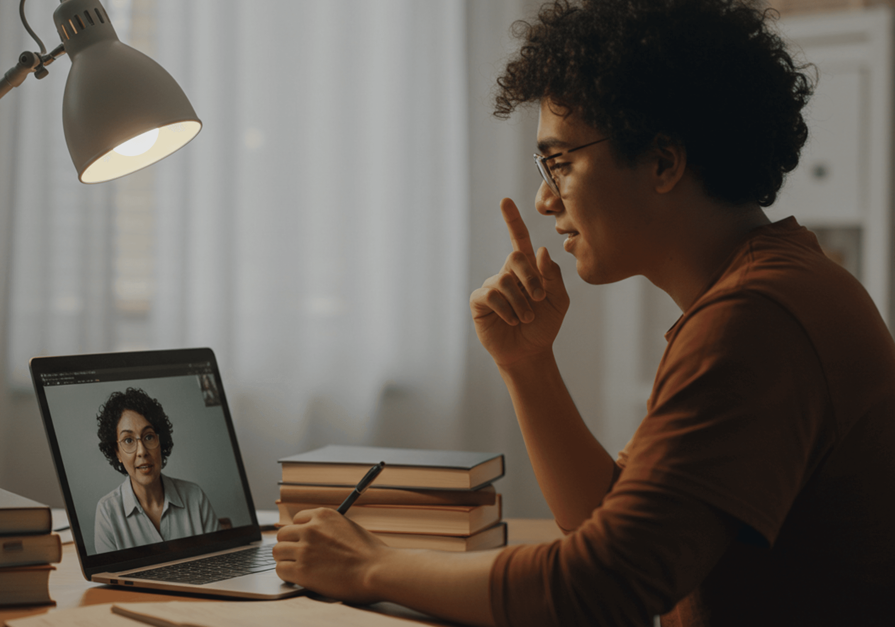 Student receiving mentorship online