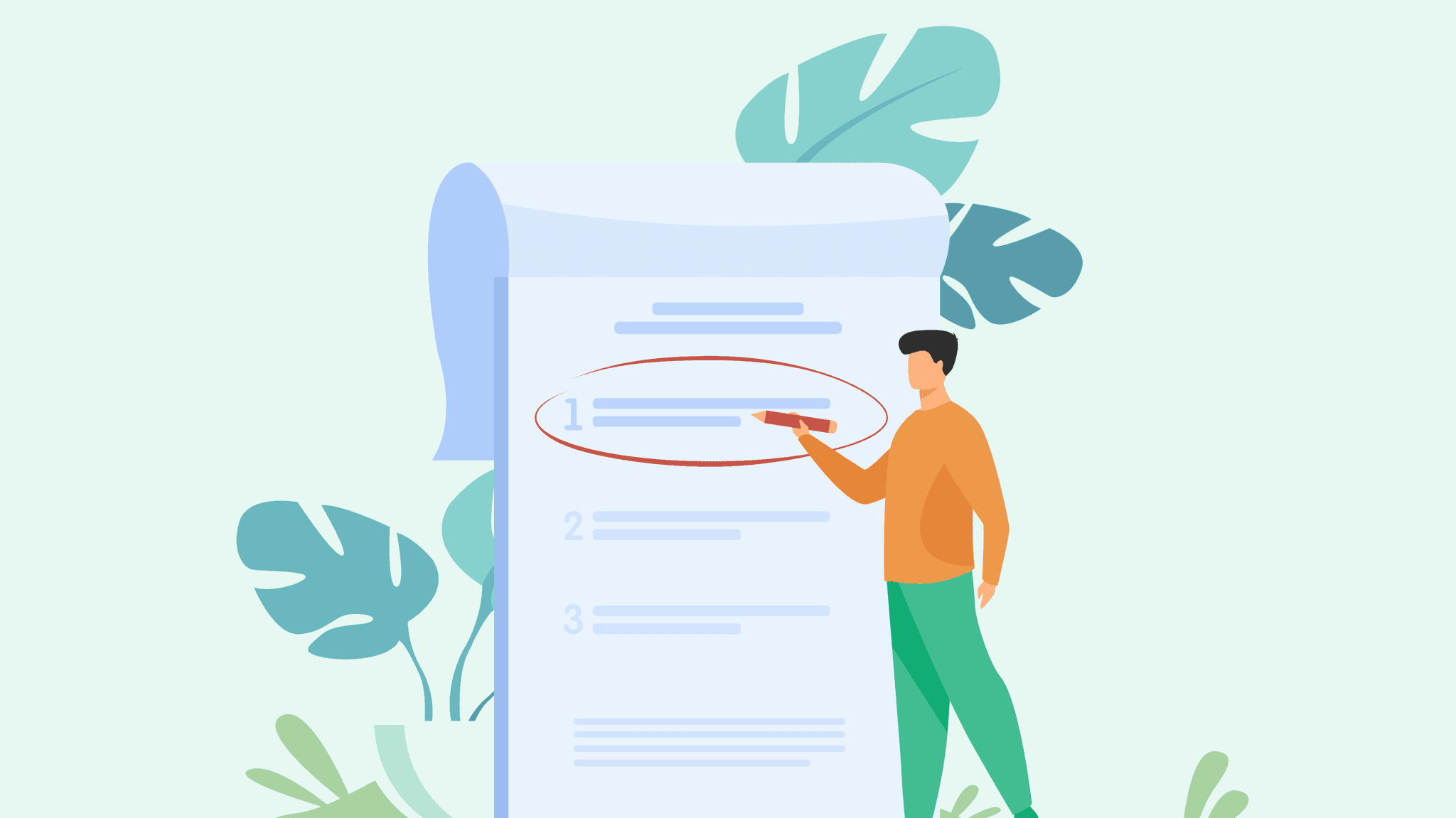 Person studying a guide