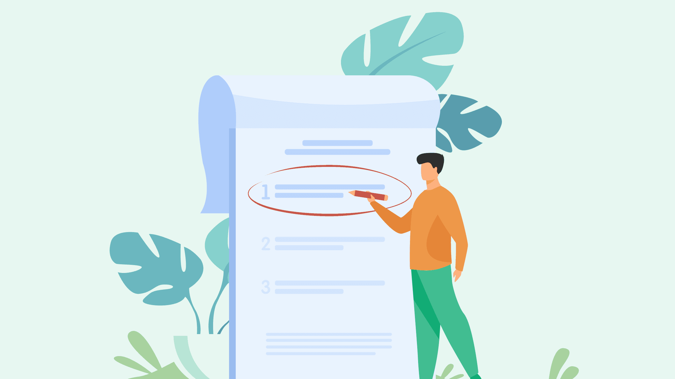 Person studying a guide